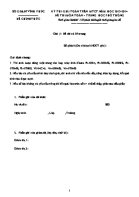 Đề thi giải toán trên MTCT năm học 2013-2014 môn Toán  Trung học phổ thông